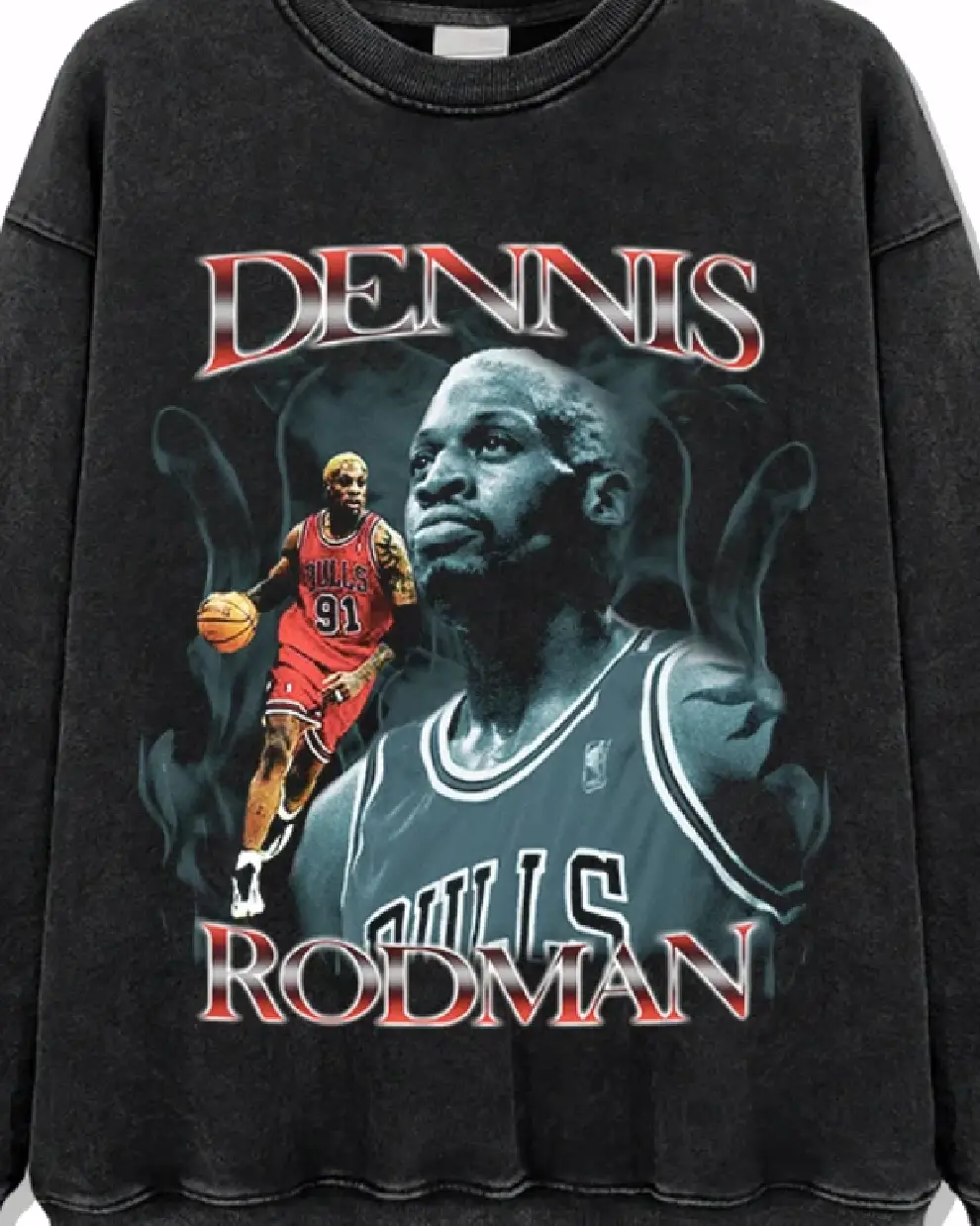 Dennis Rodman Sweatshirt NBA Washed Black (2)