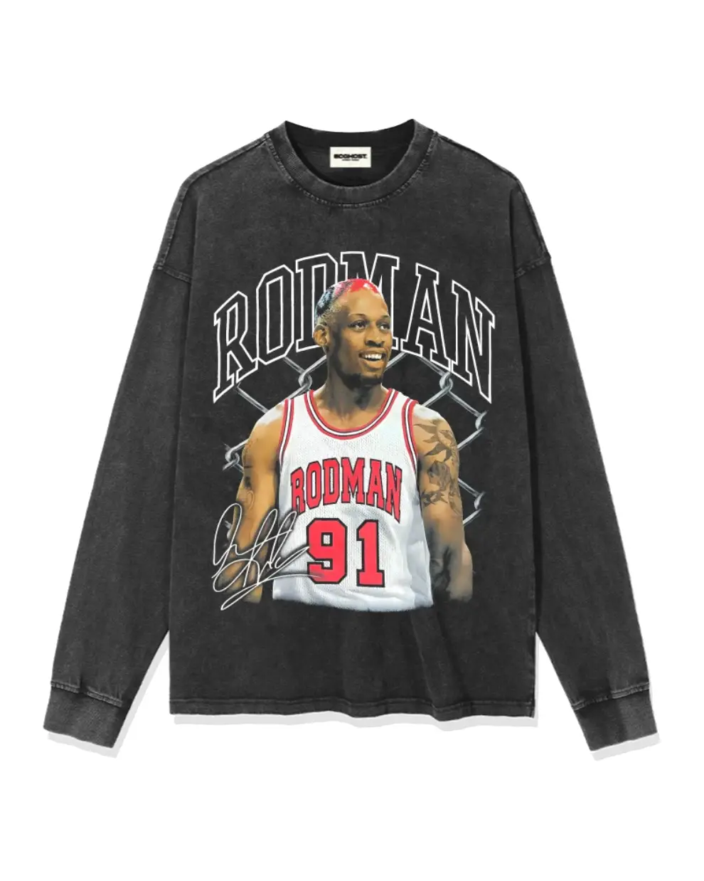 Dennis Rodman Washed Black Long Sleeves Sweatshirt